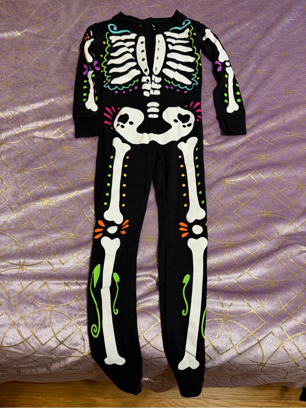 💥 KIDS Black Glow-In-The-Dark Skeleton One-Piece Pajama